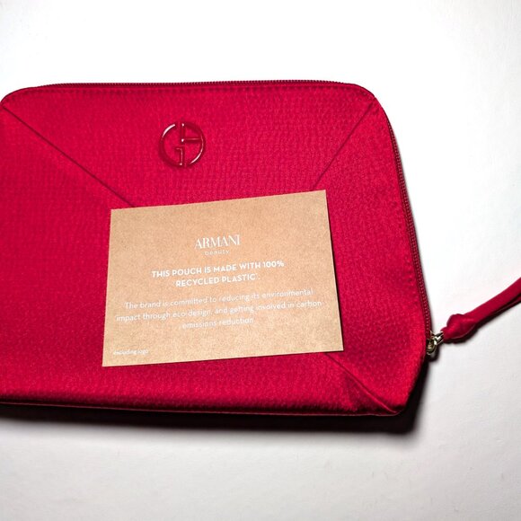 🎄 Giorgio Armani Beauty Red Cosmetic Pouch Bag – NEW in Duster 🎁 - Picture 2 of 7